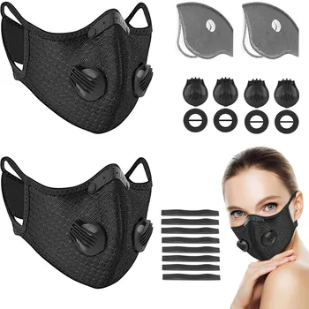 

2pc Dust With 2filters 4 Exhaust Valves Half Face Reusable Dustproof Respirator Face Cover + Replacement Gasket Carbon Filter
