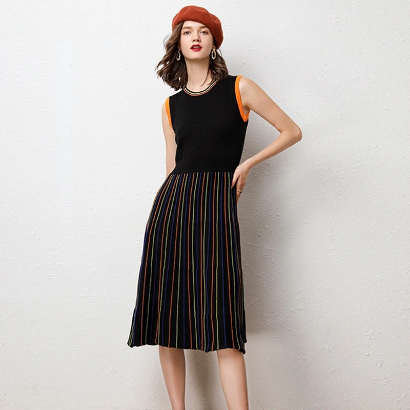 Женское Радужное Полосатое эластичное Макси длинное трикотажное платье 2019 осень