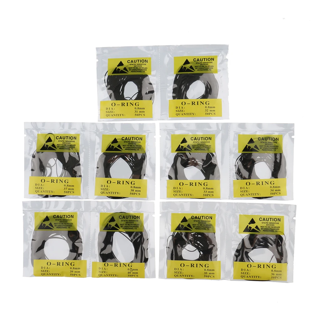 500Pcs Watch Gasket Replacement O-rings for Watch Backs Size 31-40mm 0.8mm
