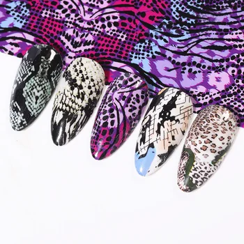 

1Pcs /10 Pcs Holographics Nail Foil Snakeskin Series Colorful Nail Art Transfer Sticker Water Slide Nail Art Decals