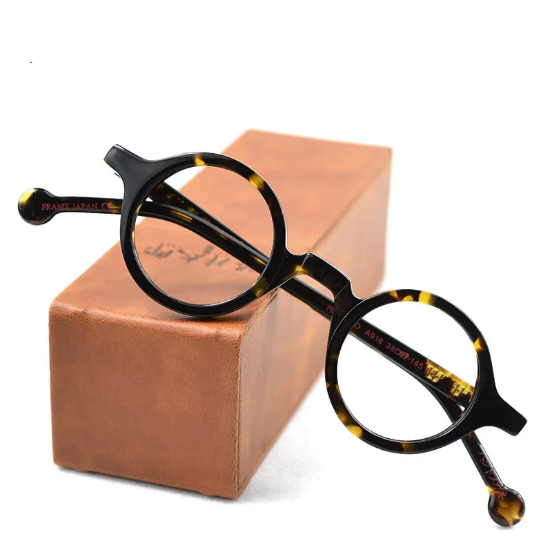 Vintage Small Round Wooden Eyeglasses Frames For Men Retro Acetate