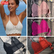 Vkamoli Бикини Топ женский купальник с отверстиями крючком черный бикини топ сексуальный лиф купальника большой женский Купальник s m l xl