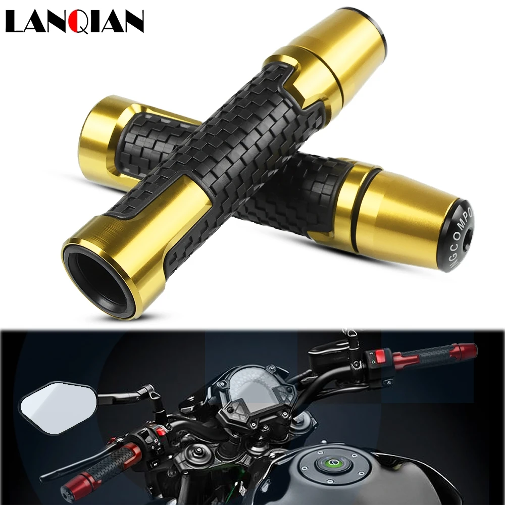 

7/8'' Motorcycle Anti-Skid Handle Grips With Handle Grip End CNC 22mm For burgman 400 650 vstrom 650 honda msx 125 bmw f800r