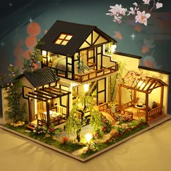 Cutebee – maison de poupée Miniature en bois à monter soi même, Kit de construction de maison de poupée de Style ancien avec meubles, jouets pour enfants, cadeaux d'anniversaire 