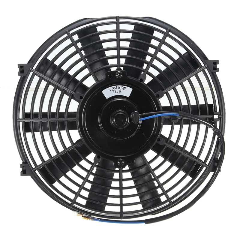 10 Inch 12V 80W 2100Rpm Straight Black Blade Electric Cooling Radiator Tank Fan Mounting Kit Universal