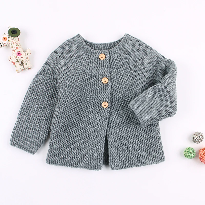 Children Kids Sweater Autumn Baby Girl Boy Solid Print Cardigan Casual Outerwear Coat Clothes - Цвет: AH