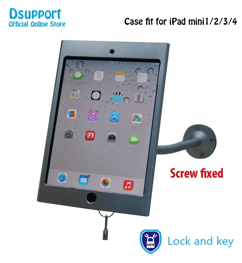 Apto para Ipad Suporte de Montagem na Parede Mini Novo Tablet Display Flexível Gooseneck Segurança Cofre Bloqueado Caixa Metal Braço 12345 pc - Imagem 6