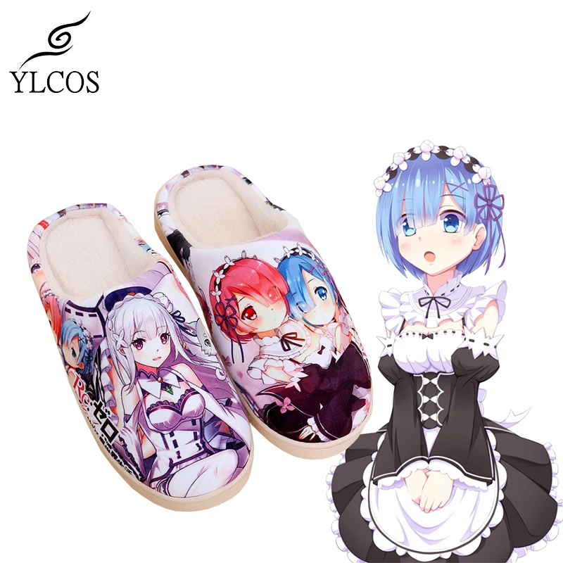 Тапки унисекс Re Life In A World From Zero Ram Rem Emilia теплые тапочки из хлопка аниме для девочек