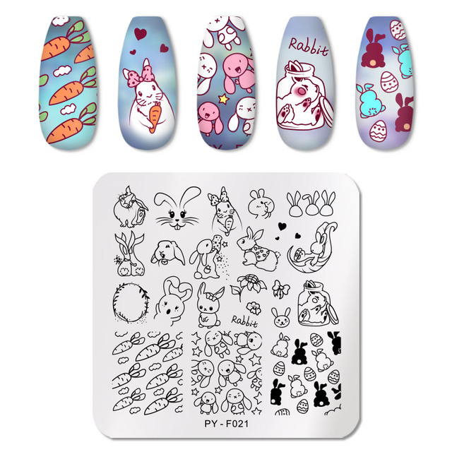 YOU Geometry Nail Stamping Plates Lines Animal Fruits Theme Template Plate Mold Nail Art Stencil Tools