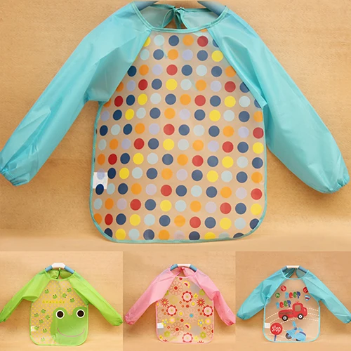 Cartoon Children Baby Long Sleeve Apron Cute Baby Boy Girl Toddler Children Waterproof Long Sleeve Bib Art Apron Smock