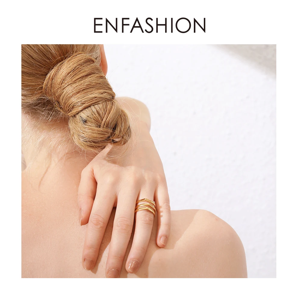 ENFASHION панк 3 ряда многослойное кольцо из нержавеющей стали золотого цвета миди кольца на пальцы фаланги для женщин модные ювелирные изделия Anillos R4016