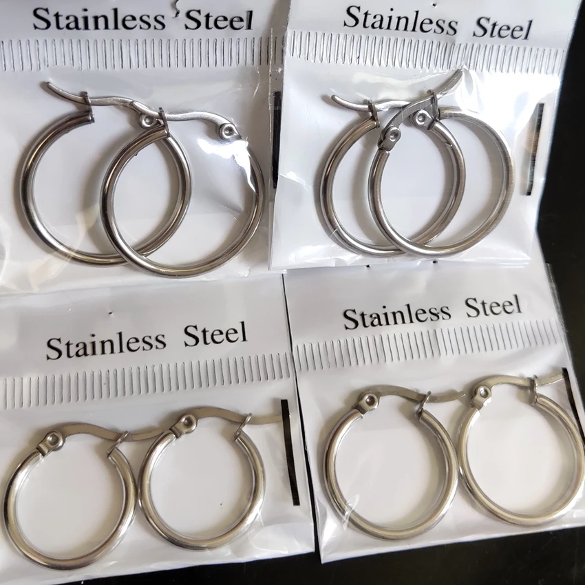 Wholesale 22Pairs  Hoop Earrings For Women Stainless Steel Wedding Jewelry 5