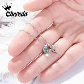 

Chereda Fashion Clear Dripping Foam Mermaid Necklace for Women Creative Blue Fish Tail Chain Pendant Mother's Day Gift