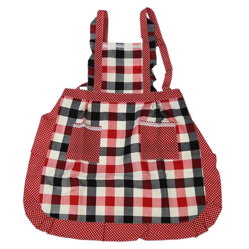 

Women Apron with Ruffle Pocket Floral Roses for Cooking Kitchen Chef Waitress