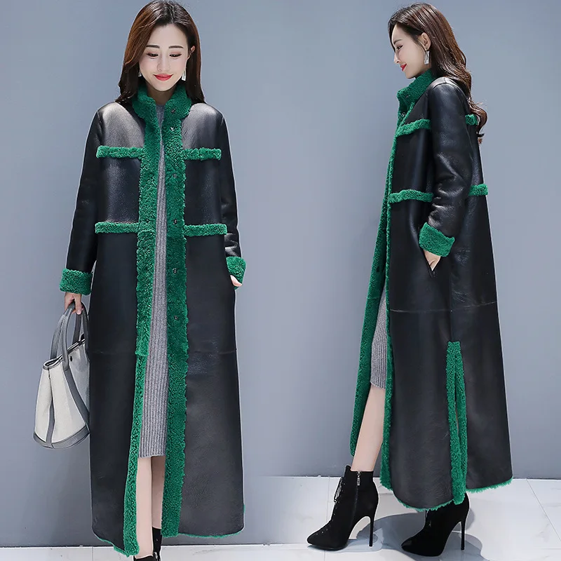 

Thick Warm Comfortable Slim Fit Slimming Solid Color Long Cotton Coat 2019 Winter New Style WOMEN'S Leather Top Coat