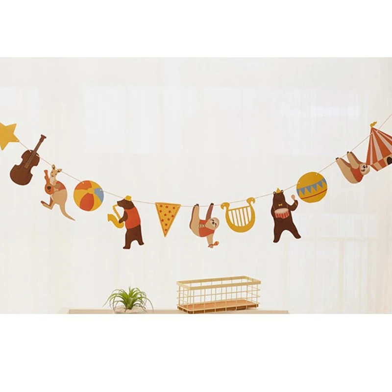 Баннер с животными на день рождения Беби Шауэр детский сувенир лесные животные гирлянда из ткани поставки животных