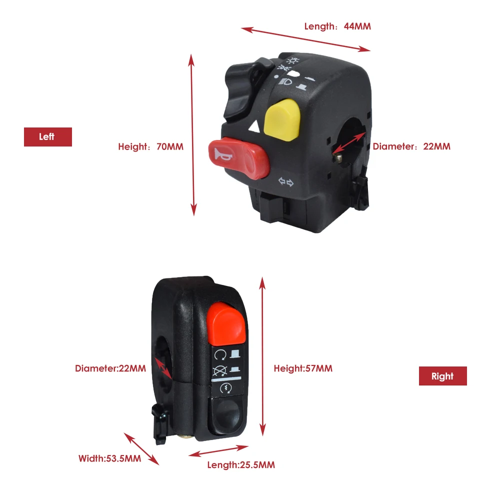 12V переключатель мотоцикла 22 мм руль переключатель звуковой сигнал в сборе высокого Высокий/Низкий Луч сигнальная фара светильник кнопочный переключатель для Yamaha BWS