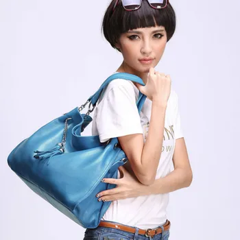 

Women Handbags 2020 New Style Cowhide Women'S Bag Large capacity women bag Casual Tassels Cowhide Bag Hand Shoulder