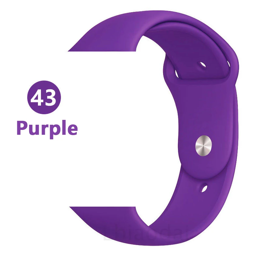 purple Ремешок для apple watch 5 4 band correa apple watch 44 мм 40 мм 42 мм 38 мм iwatch 5 4 3 2 1 браслет силиконовый ремешок для часов - Цвет ремешка: purple