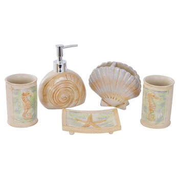 

HT422B Resin Washing Suit Household American Village Resin Bathroom Supply Kit Pure Hand Carving Bathroom Five Piece Set