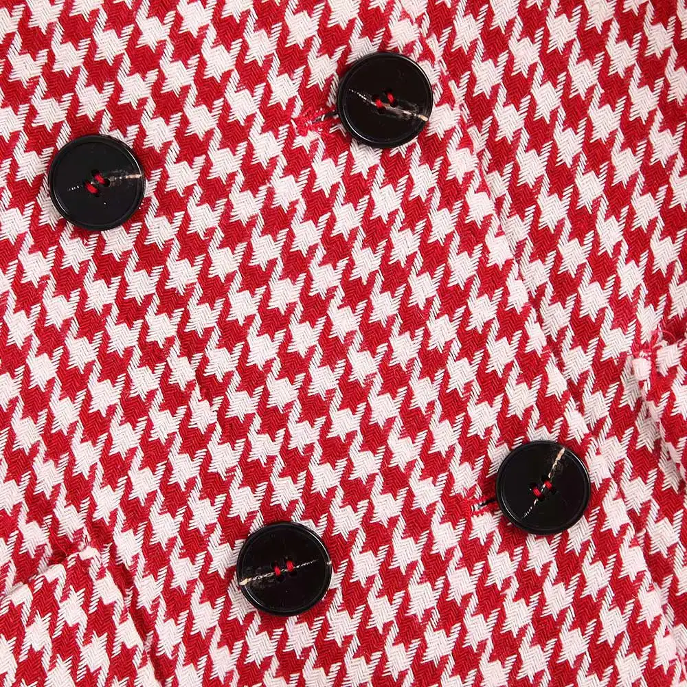 price reduction  Vintage Stylish Double Breasted Houndstooth Jacket Coat Women 2020 Fashion Long Sleeve Pockets Plai