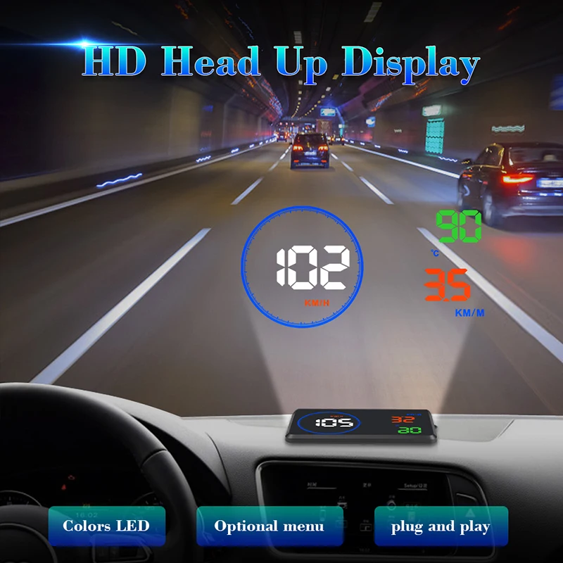 KAJARN HUD 5,5 дюймов OBD2 M9 проектор лобовое стекло дисплей зеркальное соединение автомобиля электронный спидометр напряжение топлива автомобиля головок вверх дисплей