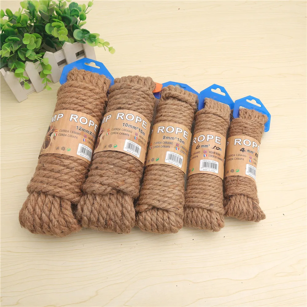 Natural Hemp Rope Macrame Jute Twine String Pet Scratching Cord 4 12mm Gift Packing DIY Craft Handmade Wedding Home Decoration
