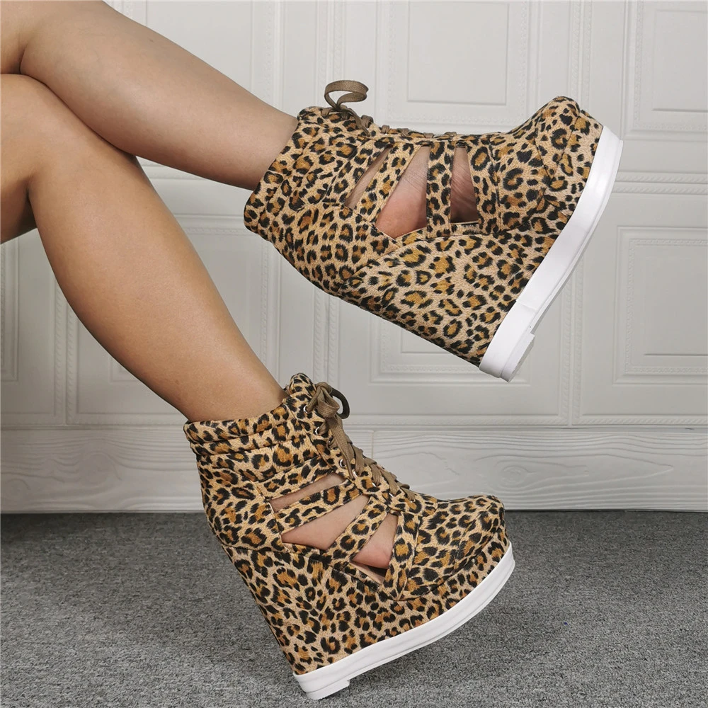 leopard platform boots