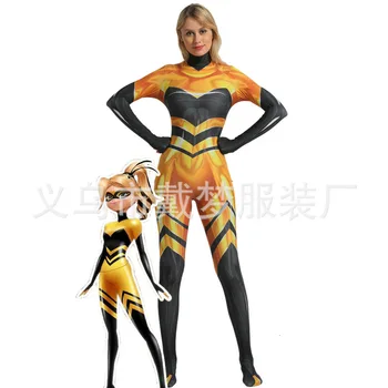 

Anime Queen Bee Ladybug Girls Jumpsuit Cosplay Costumes Lady Bug Zentai Bodysuits Halloween Party Women Rompers Fancy Clothing