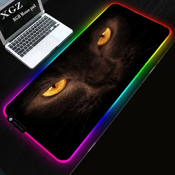 

XGZ Cat with Big Eyes RGB Mouse Pad Computer LED Gaming Padmouse Gamer Large Mause Locked Pads USB for Keyboard Mice PC Desk Mat