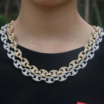 

Unique design CZ diamond mens 18k gold plated chain