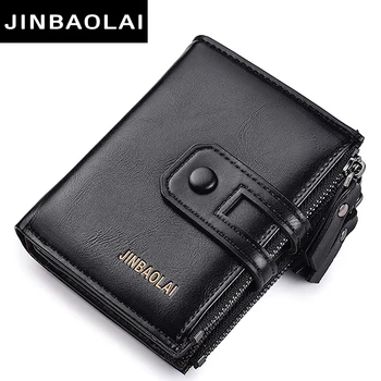 

Tri-bifold Wallet Purse PU Leather Men's Wallet Hasp Design Small Mens Wallets With Zipper Coin Pocket Card Holder Luxury Wallet