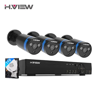 

H.View Security Camera System 8ch CCTV System 4 x 1080P CCTV Camera Surveillance System Kit Camaras Seguridad Home 1TB HDD