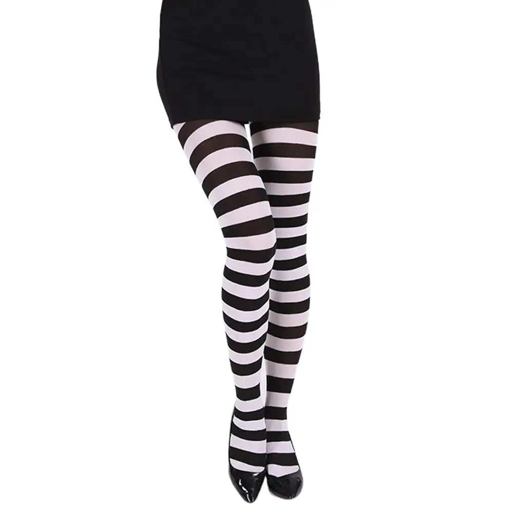 1 пара, новые носки для Хэллоуина, женские длинные Полосатые Гольфы с принтом, сексуальные тонкие осенне-зимние гольфы для костюмированной вечеринки