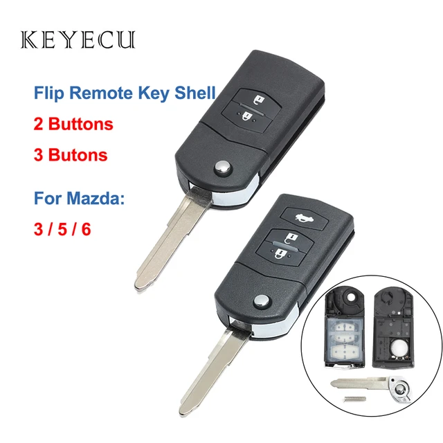 Keyecu 2 3 Buttons Flip Remote Car Key Shell Case for Mazda 3 5 6 2003 2004  2005 2006 2007 2008 2009 2010 2011 2012 2013 - AliExpress