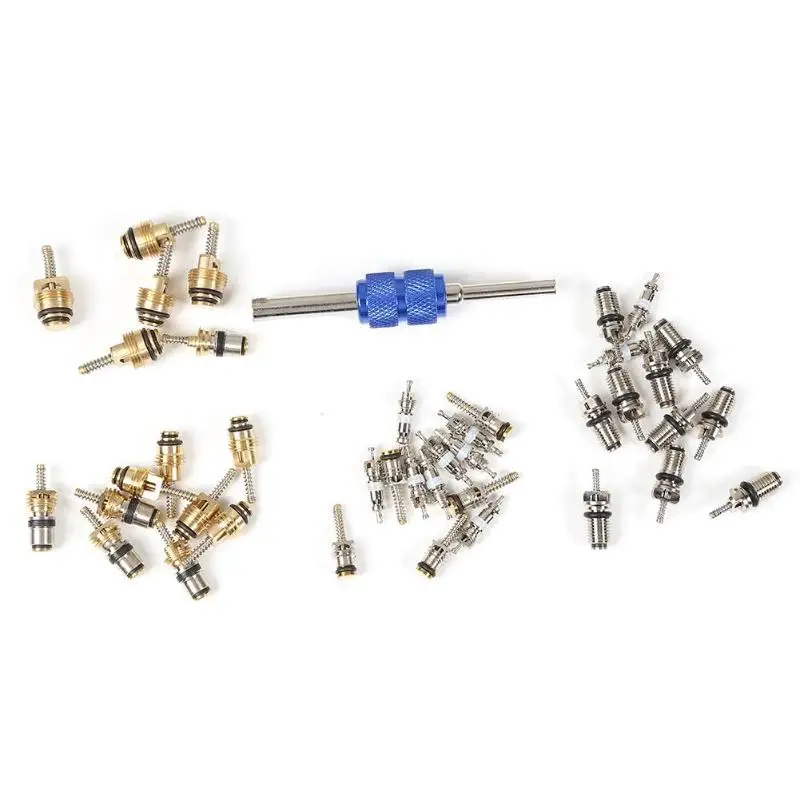 

40pcs R134a 8mm 10mm Car Valve AC Air Conditioner+Tire Core Assortment with Tool Wide Range of Applications Corrosion-resistant