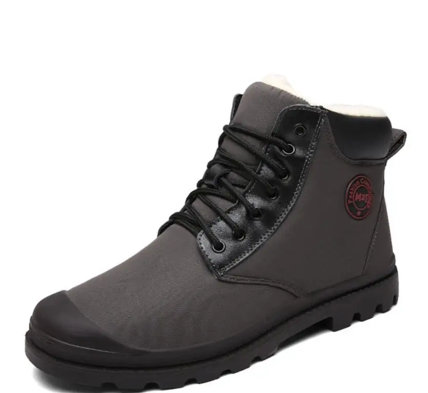 Black Brand Autumn Winter waterproof Ankle Snow Men Boots Shoes With Fur Plush Warm Warm Male Casual Boot Sneakers - Цвет: Black