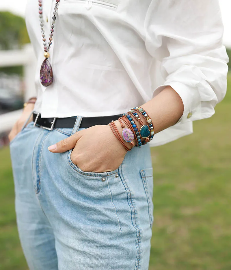 Romantic New Simple Wrap Bracelet Natural Stones Boho Long Friendship Bracelet Unique Handmade Ethnic Bracelets