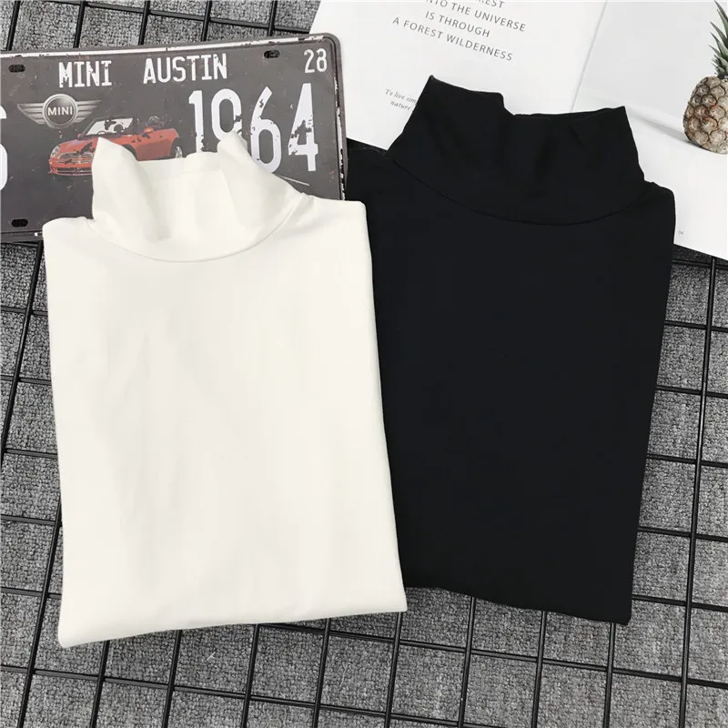 

New Women T-shirt Turtleneck Striped Full Sleeve Stretch Tops Basic Drop Shoulder Undershirt Basic Perfect Pullover Casual SA-81