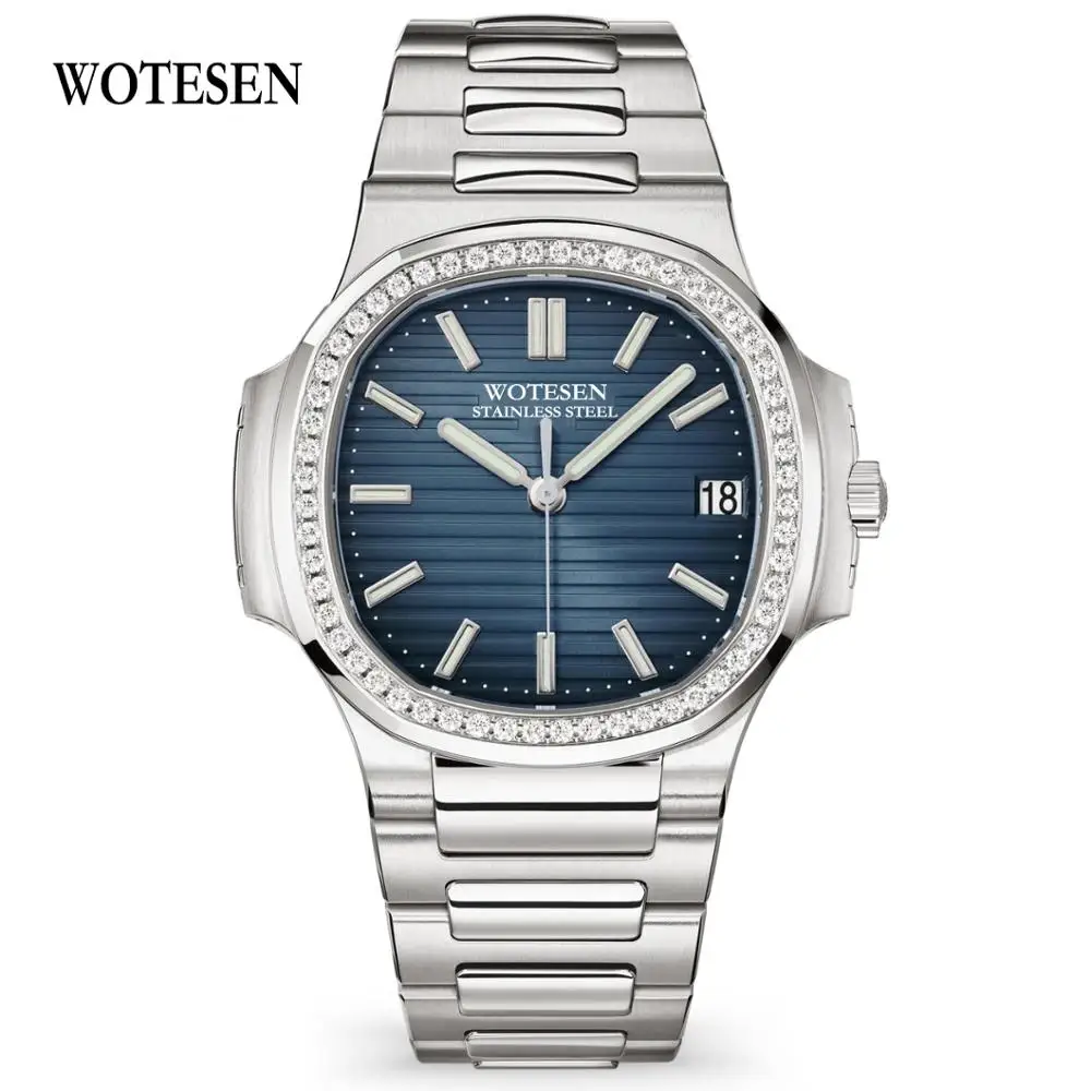 Часы Patek мужские водонепроницаемые из нержавеющей стали брендовые Роскошные