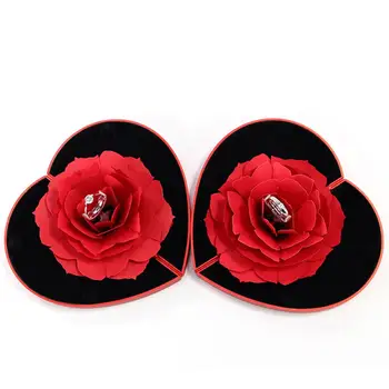 

3D Creative Rose Marriage Particular Ring Jewelry Box Fashion Ladies Simple Smooth Ring Box Rotating Jewelry Box Gift for Women