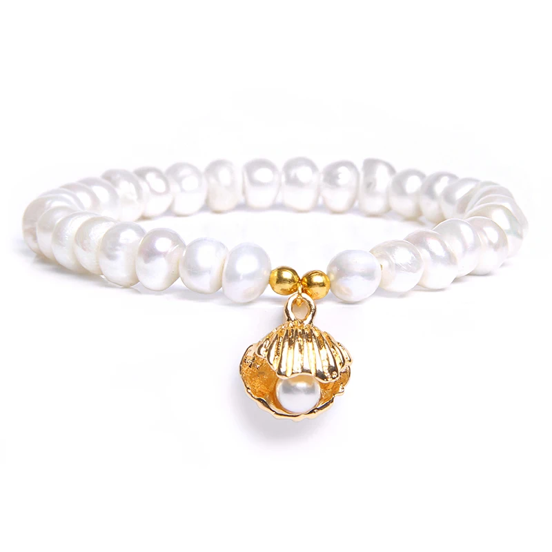 Boho Shell& пресноводный жемчуг браслет Seashell Cowry Shell Conch браслет для женщин ювелирные изделия мала-йога пляж