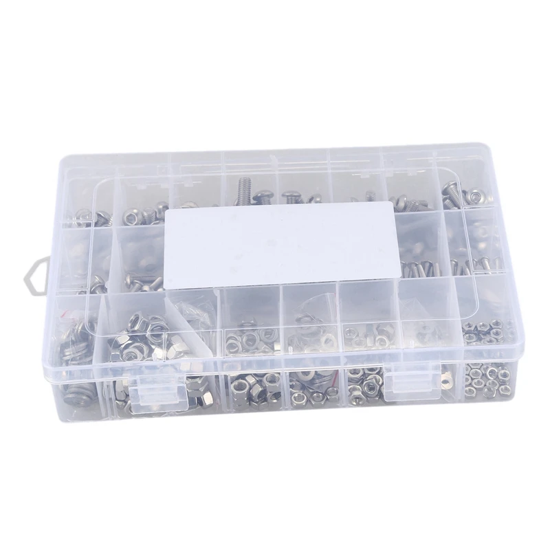 

520 Pcs Stainless Steel Screws and Nuts M3 M4 M5 M6 Hex Socket Head Cap Screws Assortment Set with Storage Box Hex Button Wrench