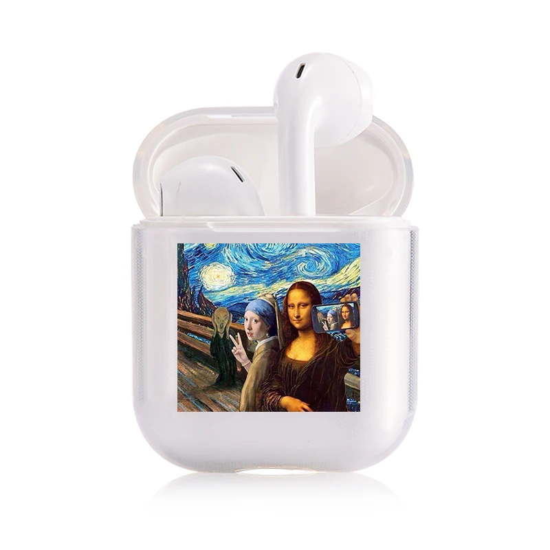 Забавный чехол знаменитостей для наушников Apple airpods, чехол Mona Lisa Jesus Van Gogh Bluetooth Pop AirPods, прозрачный жесткий чехол - Цвет: I050087