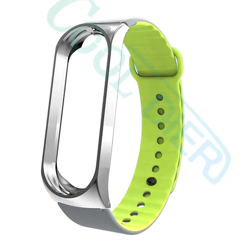 silver green gray COOL DIER Mi Band 4 3 ремешок спортивный силиконовый металлический ремешок для Mi Band 4 3 Аксессуары для браслетов сменный ремешок Miband 4 3 - Цвет: silver green gray