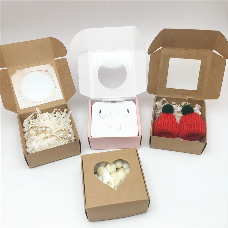 20 шт крафт-бумаги картонные коробки для хранения с окном подарки коробка для продуктов/сувениры подарки/коробка для упаковки ювелирных изделий Популярные коробки