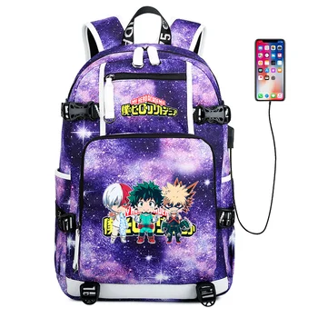 

My Hero Academia Midoriya Izuku Cosplay Backpack USB School Bags Waterproof Travel Backpack Anime Laptop Bagpack Rugzak