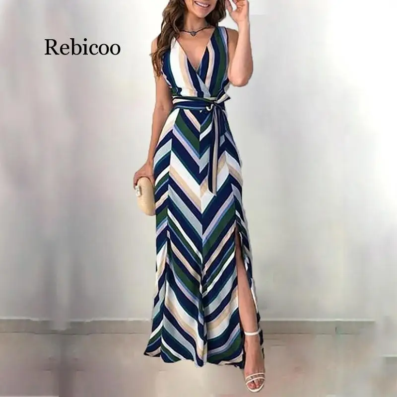 Женское длинное вечернее платье с Боковым Разрезом повседневное элегантное