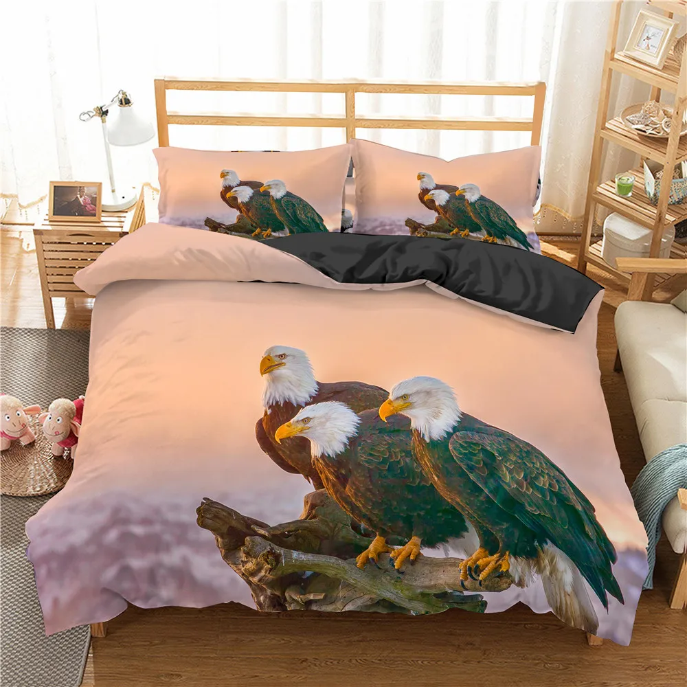 

BoNiu 3D Eagle Print Animal Bedding Set duvet Cover Set Pillowcase Luxury bedding Set King Size Home Textiles 2/3 Pcs