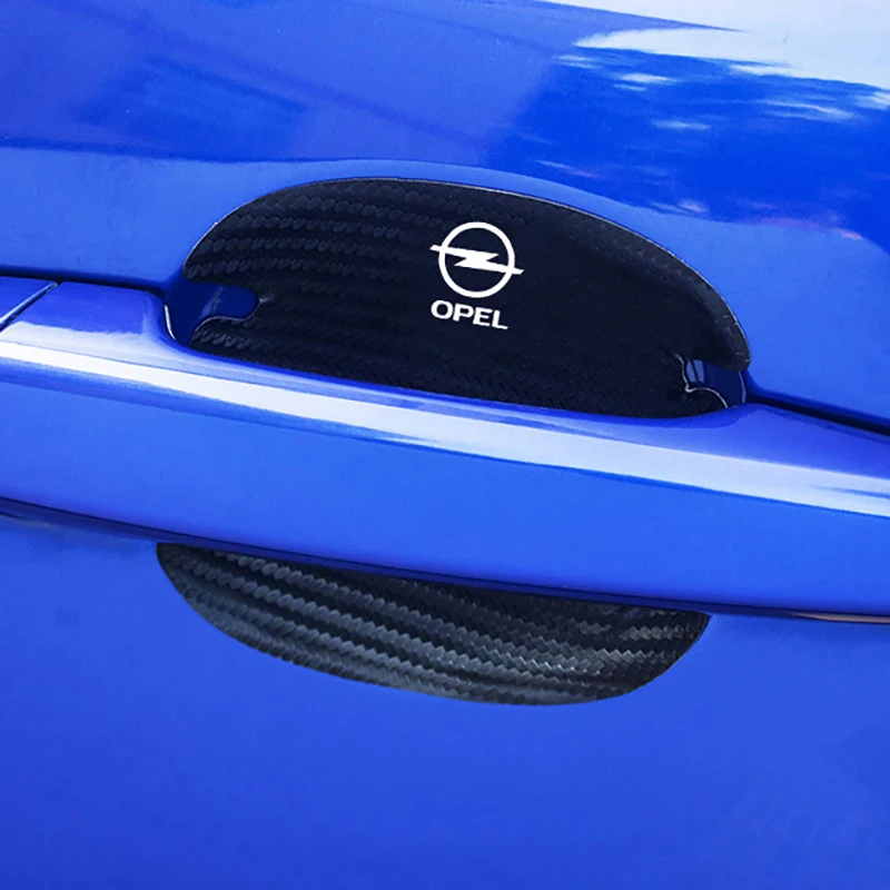 

For opel insignia astra j h corsa accessories 4 Pcs Car Handle Protection car sticker Carbon Fiber leather Door Handle Adhesive